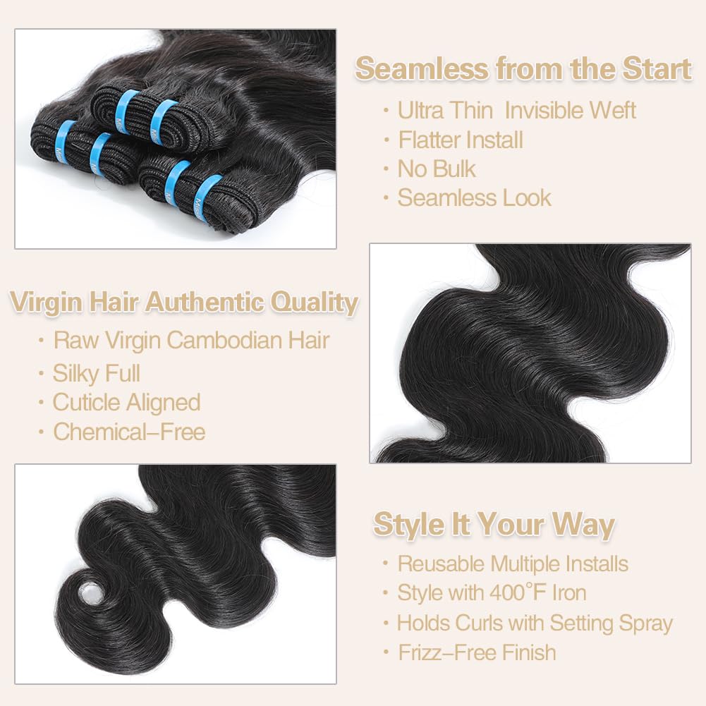 Body Wave Human Hair 3 Bundles Natural Black hair