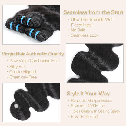 Body Wave Human Hair 3 Bundles Natural Black hair