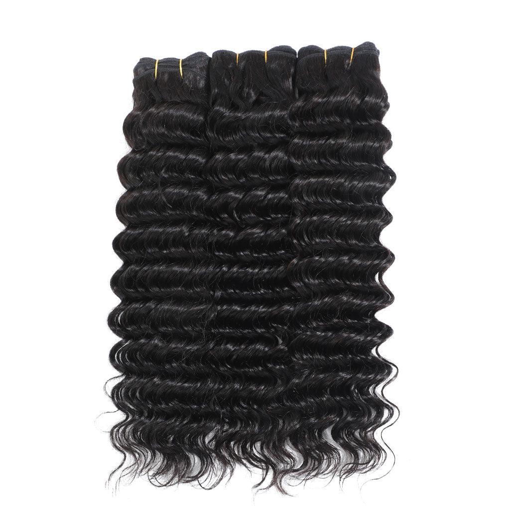 Deep Wave Human Hair 3 Bundles Natural Black hair