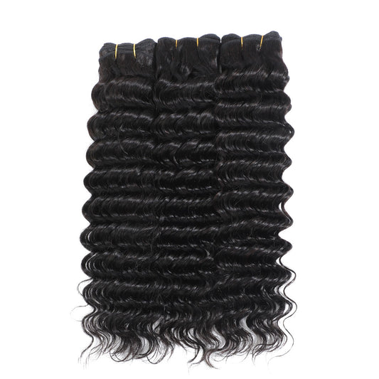 Deep Wave Human Hair 3 Bundles Natural Black hair