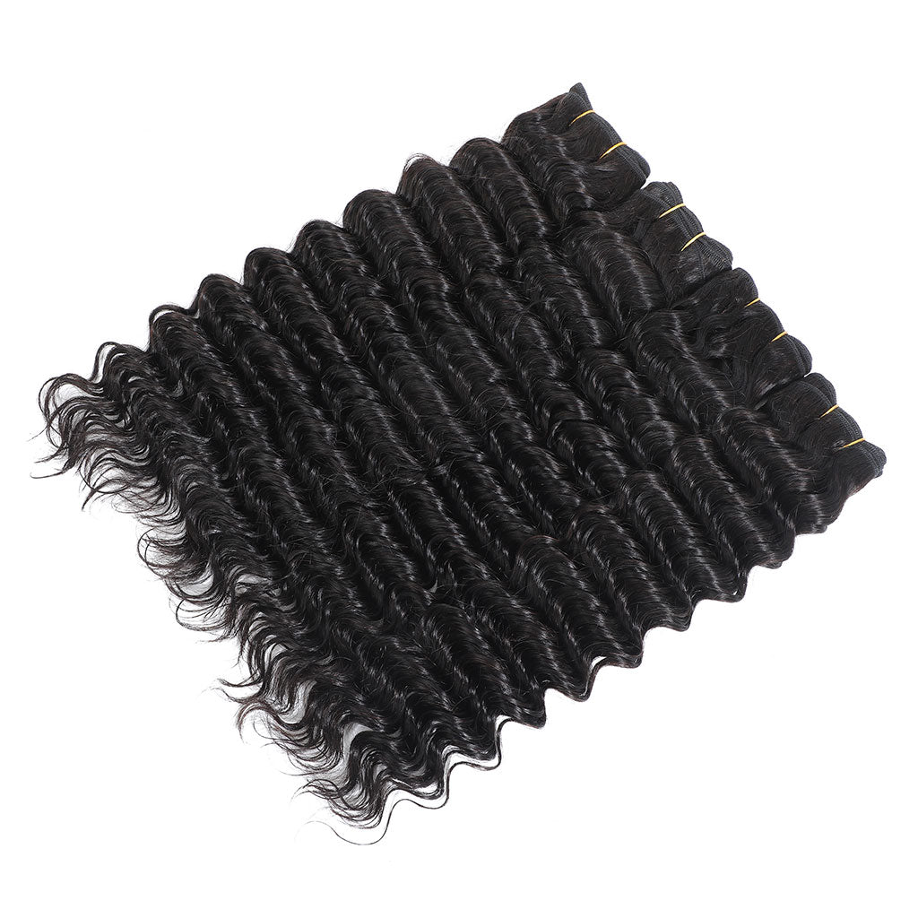 Deep Wave Human Hair 3 Bundles Natural Black hair