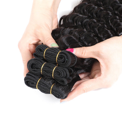 Deep Wave Human Hair 3 Bundles Natural Black hair